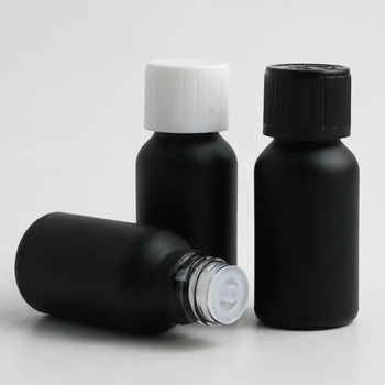 10pcs/הרבה 20ml מט /חלקה זכוכית שחורה בושם קוסמטיים חלבית בקבוק שמן, בקבוק עם כובע פלסטיק