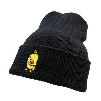 2022 גברים ונשים קטן ברווז צהוב רקום צמר סרוג כובע סתיו וחורף חמים כובע חיצוני כל-התאמה מקרית הכובע