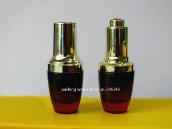20ML אדום בקבוק זכוכית עם זהב לחץ משאבת סרום/קרם/קרן/תחליב המכיל בקבוק משאבה