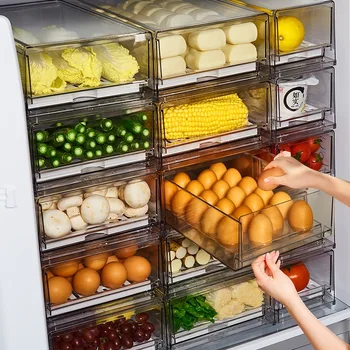 2pcs תיבת אחסון המקרר ארגונית ירקות טריים פירות תיבות מדף פירות ביצה אוכל קופסא לאחסון אביזרים למטבח כלי מטבח