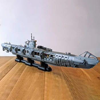 BuildMoc מלחמת העולם השנייה U-Boat סוג VIIC צוללת בניין להגדיר ספינת מלחמה סירה לבנה המשחק צעצוע של ילדים, יום הולדת מתנה לחג המולד