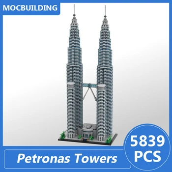 Petronas מגדלי 1:800 מודל בקנה מידה Moc אבני הבניין Diy להרכיב לבנים אדריכלות סדרת יצירתי צעצועים לילדים מתנות 5839PCS