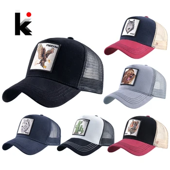 אופנה חיות רקמה כובעי בייסבול גברים נשים Snapback היפ הופ כובע קיץ לנשימה רשת השמש Gorras יוניסקס אופנת רחוב עצם