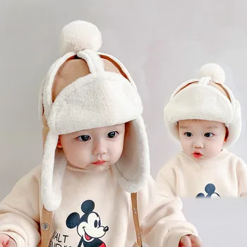 בחורף הילדים התינוק מחבל כובעים אופנה קוריאנית לעבות חם הפעוט הפעוט קטיפה כובע מגן אוזניים חיצונית ילדים ליי פנג שווי