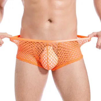 חכם-MENMODE תחתוני בוקסר של גברים רשת תחתונים סקסי רשת שקופה תחתוני בוקסר תחתוני גבר ארוטי הלבשה תחתונה