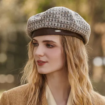 ליידי ברט מתומן כובע נשים הלו בדקתי חם האמן הנשי כובע בריטי רטרו סתיו חורף אופנה
