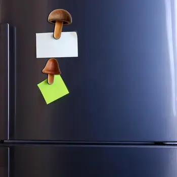 פטריות המקרר מגנט חמוד פטריות מקרר מדבקה זעירה 4 עץ מגנטים לוח קישוט המטבח פטריות עיצוב